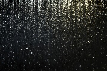 Obraz premium Realistic rain texture on a black background, with no shadows, for overlaying video or animation with a rain effect. High resolution. High quality