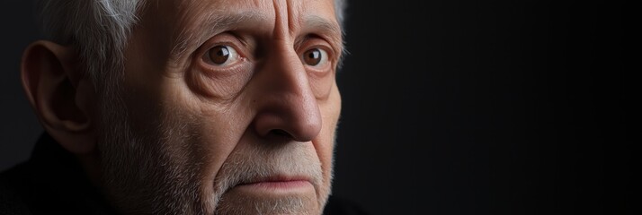 Obraz premium An elderly man with a contemplative expression looks into the distance, conveying wisdom, reflection, and the depth of human experience and introspection.