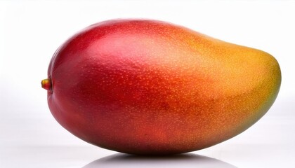 Vibrant, Ripe Mango on White Background. Close-up of Fresh Tropical Fruit with Detailed Red and Yellow Skin for Food, Nutrition, and Product Design Concepts
