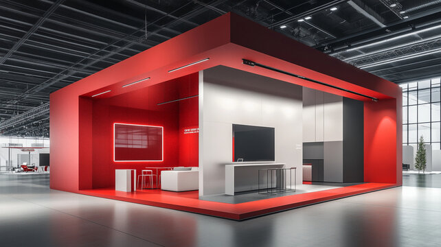3d render of a booth in exhibition