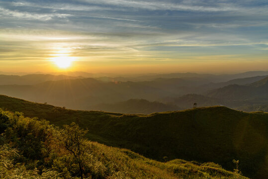 sunset at Noen Chang Suek, Pilok, Kanchanaburi, Thailand.