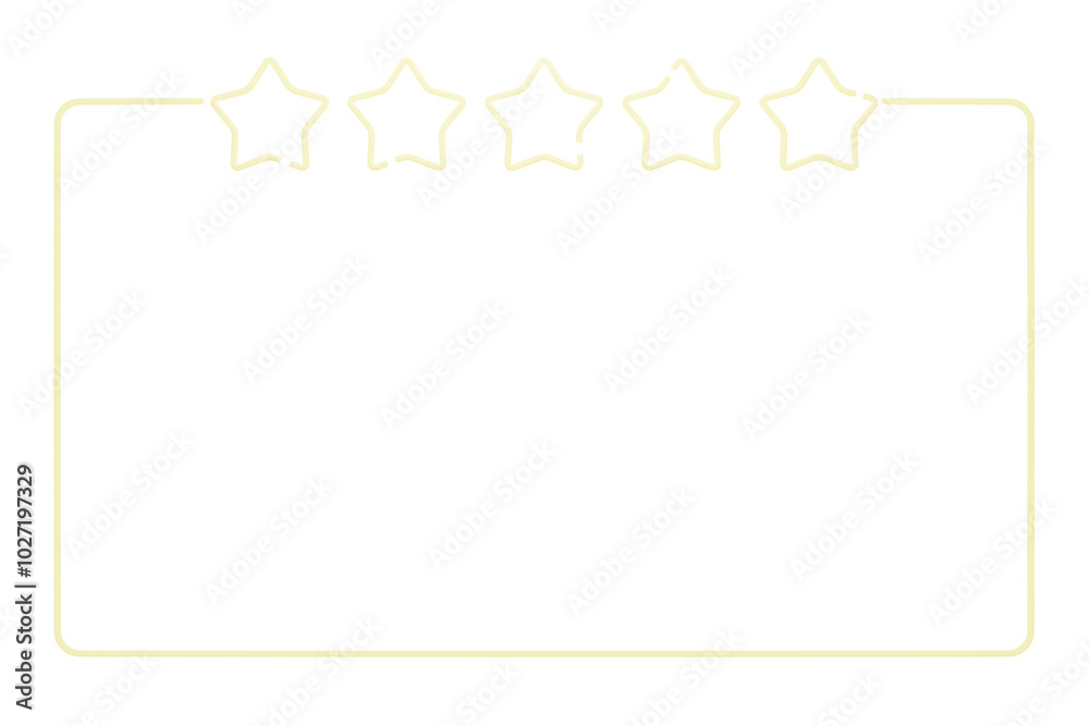 Poster five star rating outline frame on white background, rating concept. 3d rendering.