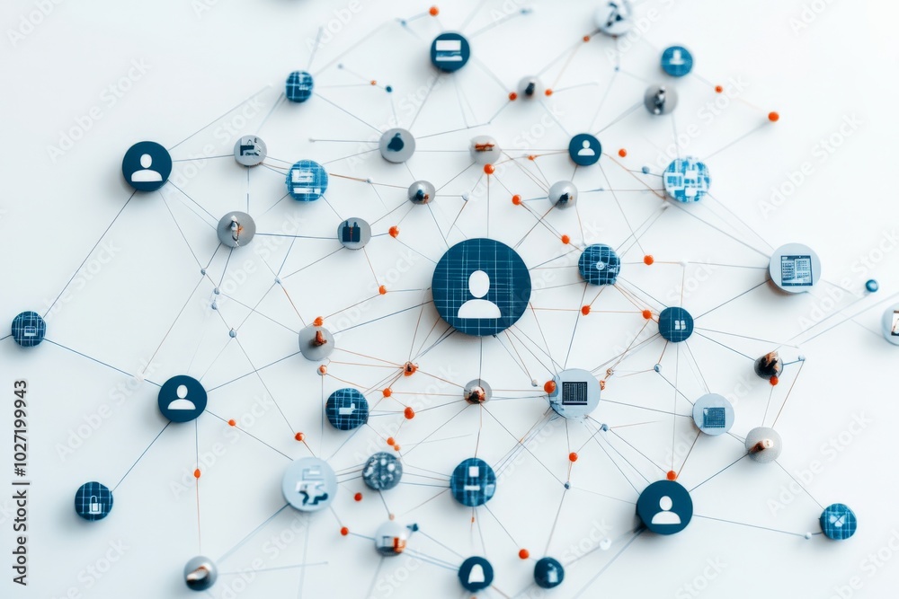 Poster a conceptual image showing a network of interconnected nodes symbolizing social connections, communi
