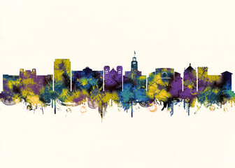 Obraz premium Santa Fe City Skyline. Cityscape Skyscraper Buildings Landscape City Downtown Abstract Landmarks Travel Background Modern Art Architecture Business View Building Corporate