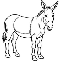 Obraz premium simple icon Children coloring book page, line art, monochrome black and white, cartoon outline cute style, illustration of a donkey