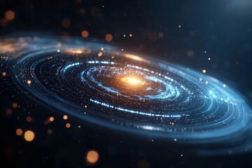 A breathtaking spiral galaxy, highlighted by its bright glowing center, evokes mystery and infinity in the cosmic expanse, filling the universe with awe and wonder.