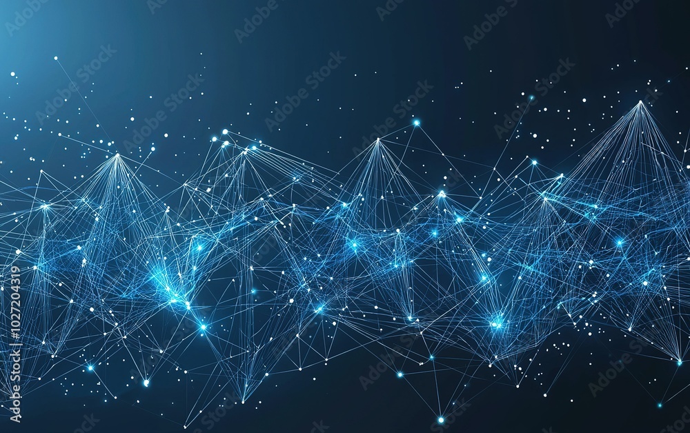 Poster abstract digital network with glowing connections representing data flow in technology