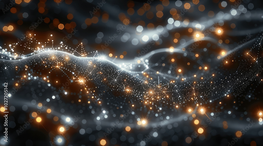 Aufkleber A holographic background with advanced technology. Luminous Particles. Abstract digital connections creating a shimmering network.