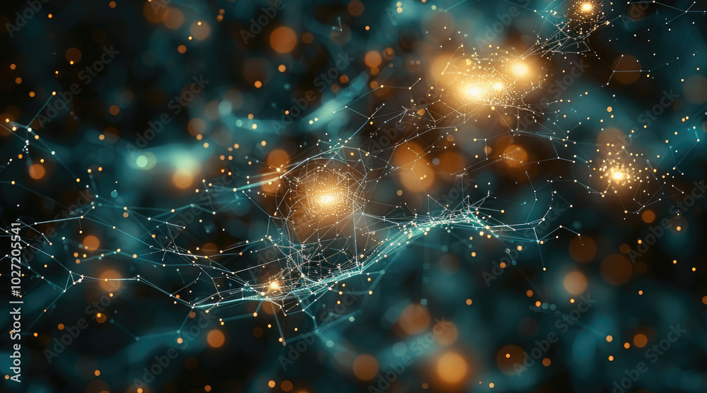 Aufkleber A holographic background with advanced technology. Luminous Particles. Abstract digital connections creating a shimmering network.
