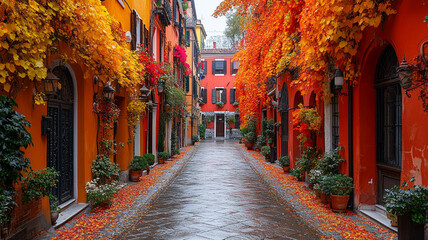 Fototapeta premium typical italian street colorful houses