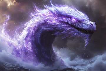 Obraz premium Epic view, fantasy creatures. nothing in foreground. background is space