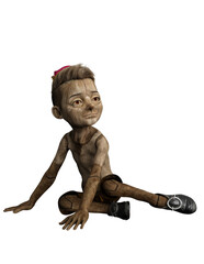 3d render pinocchio fantasy wooden child, fairytale