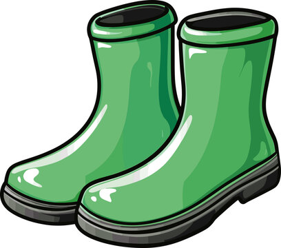 recommend clip art: Colorful Rubber Boots Design Illustration - Waterproof Footwear Design
