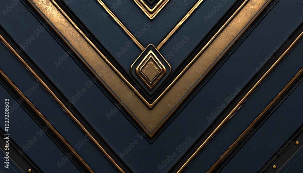 Poster Abstract Geometric Pattern with Black and Gold Stripes