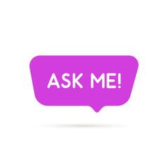 ask me question text on purple talk box