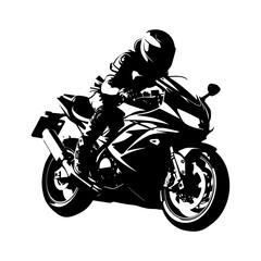 flat vector silhouette of motorcycle rider.