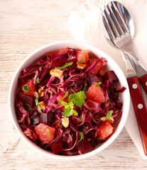 Red cabbage, grapefruit and beetroot salad