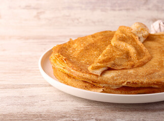 Stack of homemade crepes