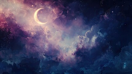 Fototapeta premium Design the back cover of a mystical journal with an introspective and transformative theme. The background should be a continuation of deep