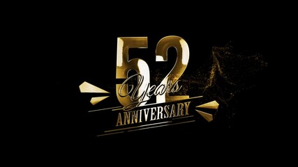 52th Years Anniversary Video Animation, Happy 52 Years Anniversary, 52 Happy Anniversary, 52th Wedding Anniversary, Happy 52th Anniversary, Gold Particles 52 Years Anniversary