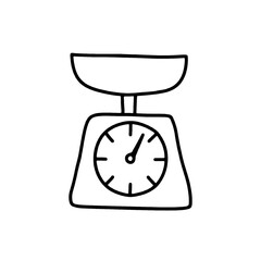 キッチンスケールのシンプルな手描き線画イラスト　透過背景の切り抜き