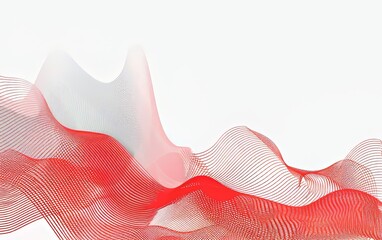 Abstract red and white background vector presentation design, with a wavy shape and silver lines in the middle.