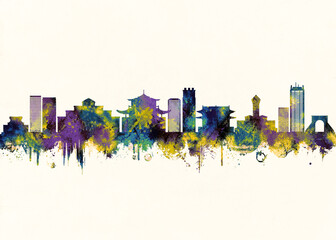 Obraz premium Tainan City Skyline. Cityscape Skyscraper Buildings Landscape City Downtown Abstract Landmarks Travel Background Modern Art Architecture Business View Building Corporate