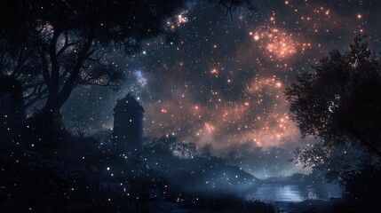 Obraz premium The stars are like distant observatories. Always watching over us as we journey through life.