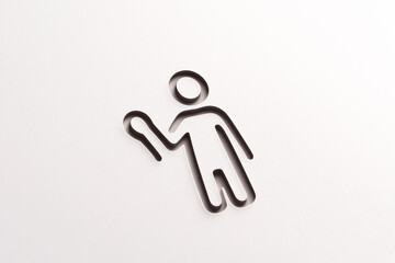 Obraz premium A minimalist figure design, showcasing a person with an outstretched arm, symbolizing greeting and connection.