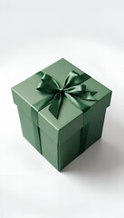 green gift box isolated on white background 