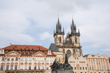 Fototapeta premium Tourist buildings in Prague, Czech Republic