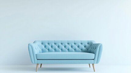 light blue sofa couch isolated on a white background