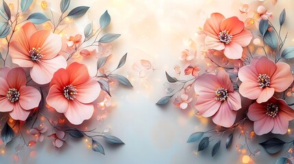 Elegant Diwali banner soft pastel colors showcasing delicate floral motifs and twinkling lights with a central area reserved for personalized messages to celebrate the Festival of Lights