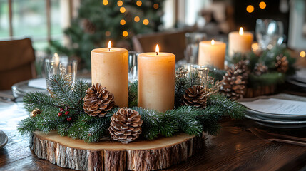 Rustic Christmas Table Setting with Natural Decor