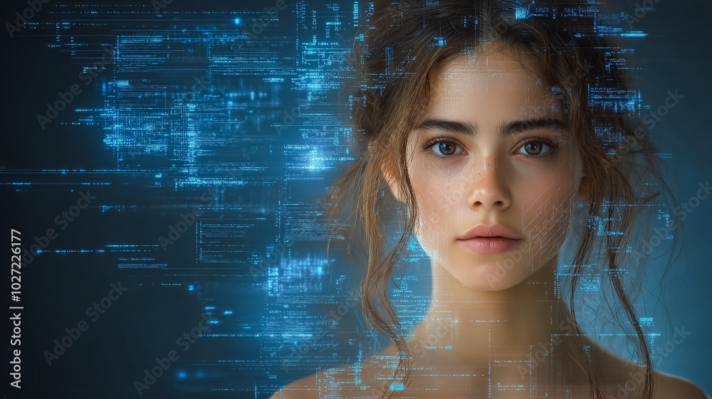 Canvas Prints a woman's face is shown in a computer generated image. the image is a digital representation of the 