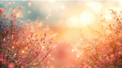 Fototapeta premium Blurred summer background with warm colors and soft edges, creating a sense of tranquility and a lazy afternoon vibe, perfect for evoking feelings of relaxation and warmth.