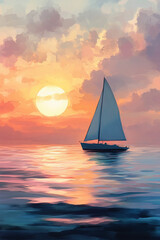 Fototapeta premium sailboat at sunset