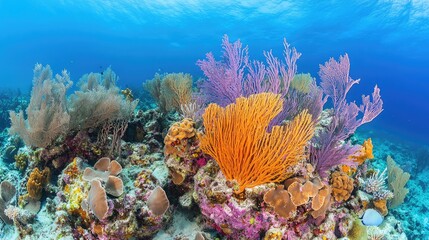 Colorful Underwater Coral Reef with Diverse Marine Life