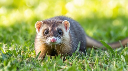 Fototapeta premium Cute Small Animal in Green Grass Environment