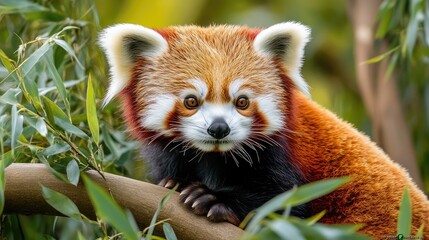 Fototapeta premium Charming Red Panda Among Greenery
