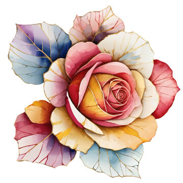 multicolor rose blossem vector