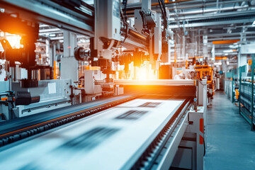 Label printing machine with wide format of paper rolls