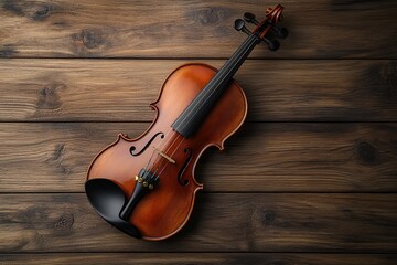 Violin on wooden background