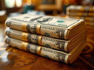 Stack of US Dollar Bills: A Symbol of Wealth and Success