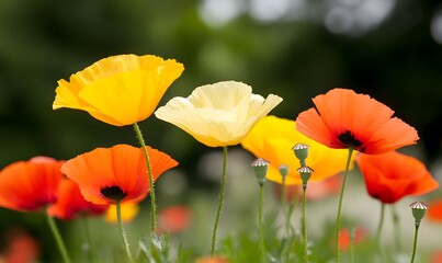 Obraz premium closeup of california poppies, Generative AI 
