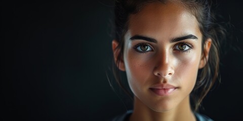 Fototapeta premium Athletic sporty healthy girl smiles, stands against the wall. Generative AI.