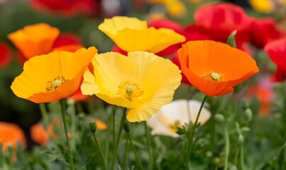 closeup of california poppies, Generative AI 