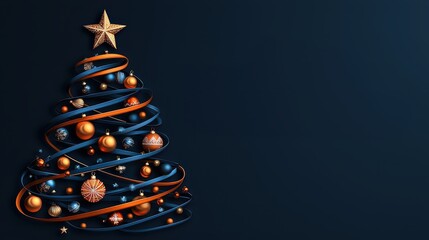 Elegant Christmas tree with ornaments.
