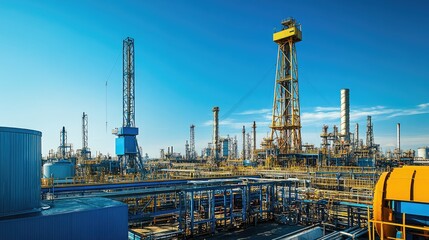 Industrial Landscape of Oil and Gas Extraction Site