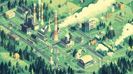 Fototapeta premium A detailed infographic-style image of the carbon footprint, featuring icons for energy, transportation, and waste management